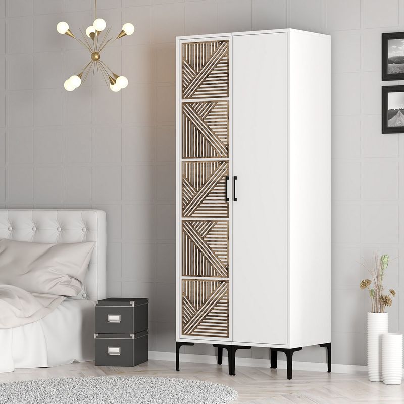 Casa si Gradina - Mobilier - Dulapuri si sifoniere - Dulapuri - Dulap, Hanah Home, pal melaminat, alb, 80x47.5x201.4 cm, 845HCT5428 - Infinity.ro