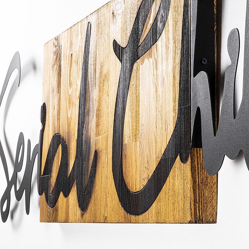 Casa si Gradina - Decoratiuni - Decoratiuni perete - Accesoriu decorativ de perete, Wallxpert, lemn si metal, nuc si negru, 140x3x30 cm - Infinity.ro