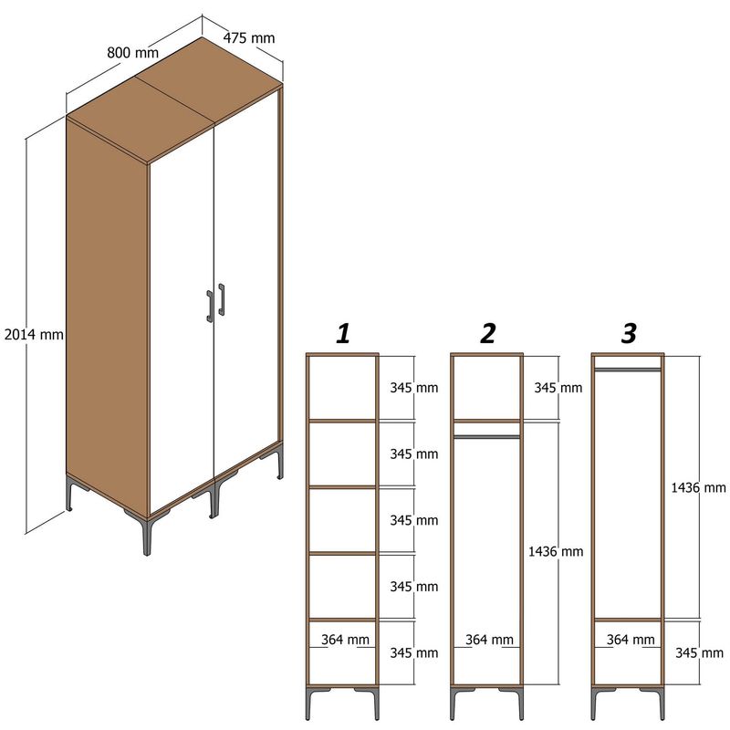 Casa si Gradina - Mobilier - Dulapuri si sifoniere - Dulapuri - Dulap, Hanah Home, pal melaminat, alb, 80x47.5x201.4 cm, 845HCT5428 - Infinity.ro