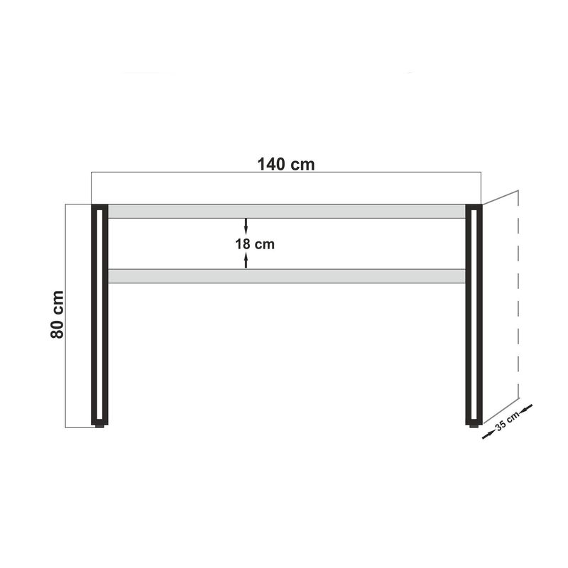 Casa si Gradina - Mobilier - Comode si corpuri - Console - Consola, Hanah Home, pal melaminat, pin atlantic si negru, 140x35x80 cm - Infinity.ro