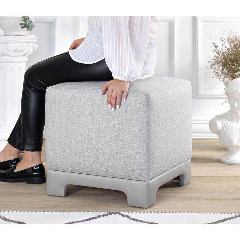 Casa si Gradina - Mobilier - Scaune si fotolii - Tabureti - Taburet, Atelier Del Sofa, bumbac si in, gri, 50x50x47 cm - Infinity.ro
