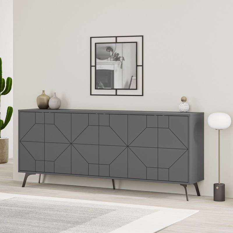 Casa si Gradina - Mobilier - Comode si corpuri - Console - Consola, Hanah Home, pal melaminat, antracit, 183.8x35x77.4 cm - Infinity.ro