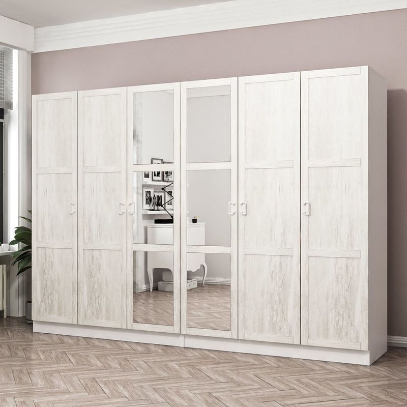 Casa si Gradina - Mobilier - Dulapuri si sifoniere - Sifoniere - Sifonier, Hanah Home, panou aglomerat cu melamina, alb, 270x52x190 cm - Infinity.ro