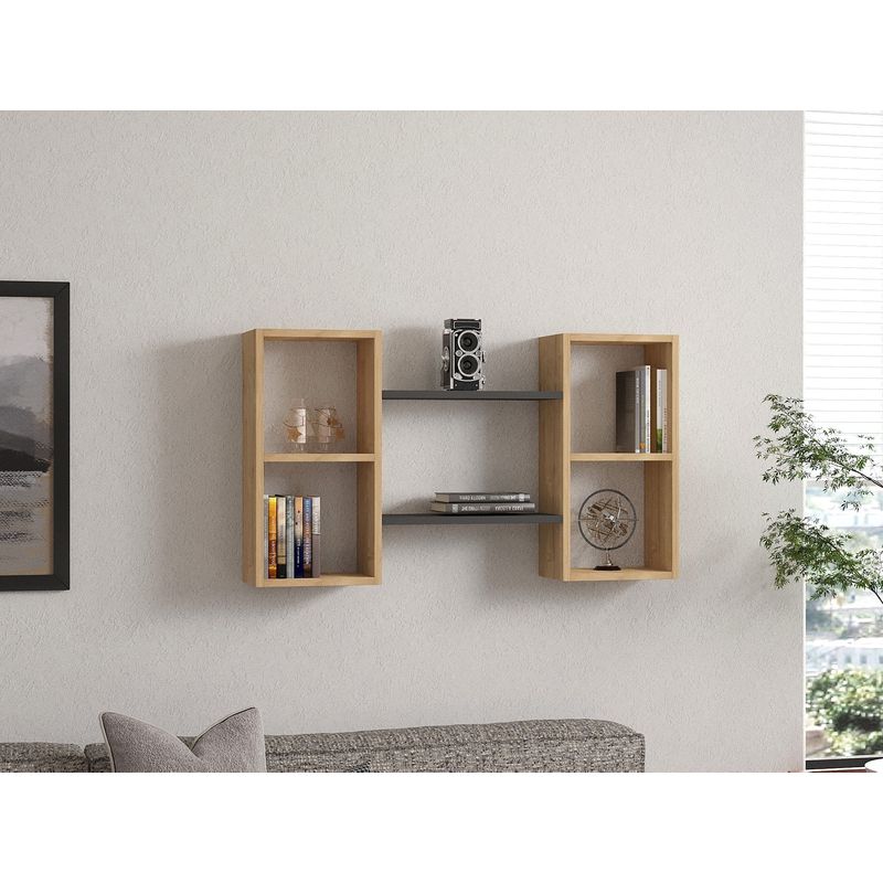 Casa si Gradina - Mobilier - Biblioteci si rafturi - Rafturi - Raft de perete, Hanah Home, pal melaminat, safir si antracit, 105x60x19.6 cm - Infinity.ro