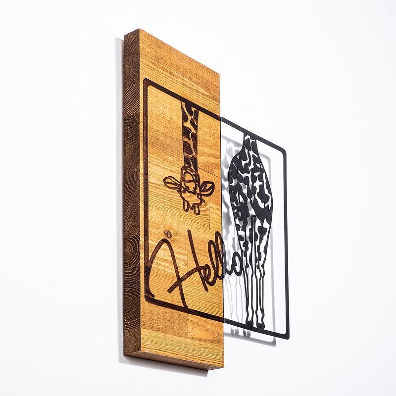 Casa si Gradina - Decoratiuni - Decoratiuni perete - Accesoriu decorativ de perete, Wallxpert, lemn si metal, negru si nuc deschis, 35x3x50 cm, 899SKL2222 - Infinity.ro