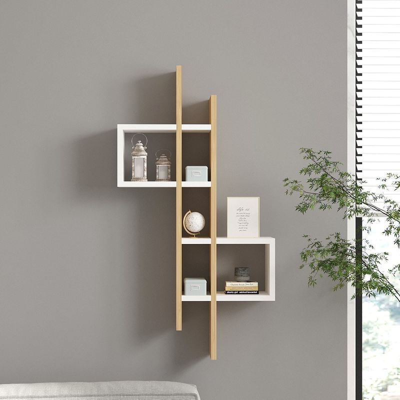 Casa si Gradina - Mobilier - Biblioteci si rafturi - Rafturi - Raft de perete, Hanah Home, pal melaminat, stejar safir si alb, 53.8x19.6x108 cm - Infinity.ro