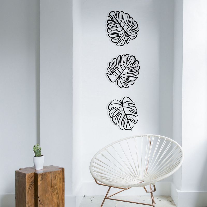 Casa si Gradina - Decoratiuni - Decoratiuni perete - Accesoriu decorativ de perete, Wallxpert, metal, negru, set 3 piese, 36.5x33.5 cm - Infinity.ro