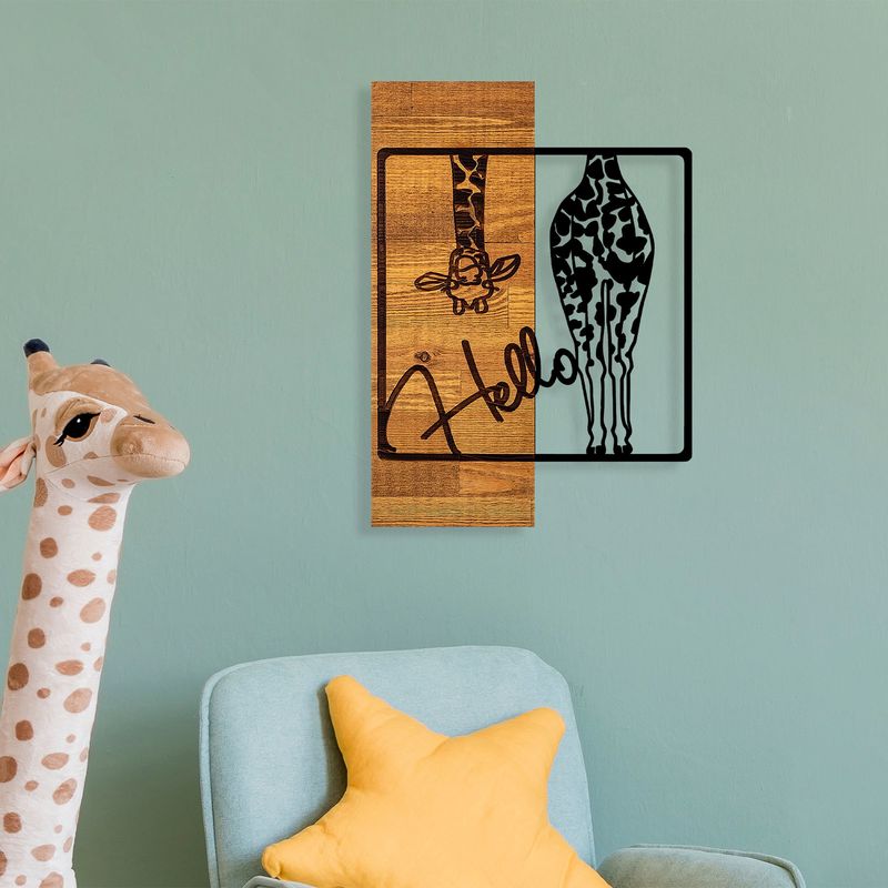 Casa si Gradina - Decoratiuni - Decoratiuni perete - Accesoriu decorativ de perete, Wallxpert, lemn si metal, negru si nuc deschis, 35x3x50 cm, 899SKL2222 - Infinity.ro