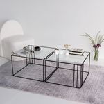 Casa si Gradina - Mobilier - Mese si birouri - Masute de cafea - Masuta de cafea, Hanah Home, sticla securizata si metal, negru, 55x55x36 cm - Infinity.ro