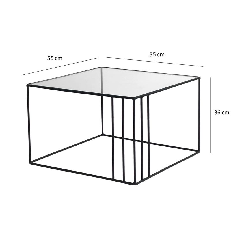Casa si Gradina - Mobilier - Mese si birouri - Masute de cafea - Masuta de cafea, Hanah Home, sticla securizata si metal, negru, 55x55x36 cm - Infinity.ro