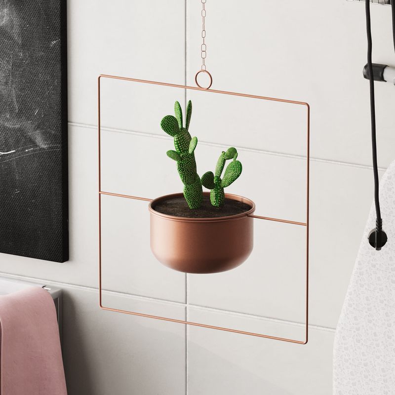 Casa si Gradina - Gradinarit si plante - Plante si ghivece - Ghivece si suporturi - Ghiveci decorativ suspendat, Aberto Design, metal, cupru, 40x40x17 cm - Infinity.ro