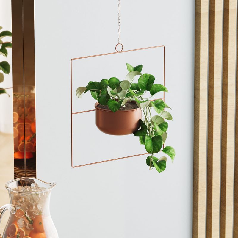 Casa si Gradina - Gradinarit si plante - Plante si ghivece - Ghivece si suporturi - Ghiveci decorativ suspendat, Aberto Design, metal, cupru, 40x40x17 cm - Infinity.ro