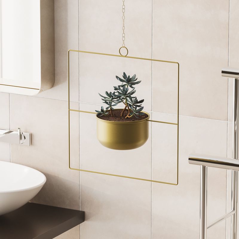 Casa si Gradina - Gradinarit si plante - Plante si ghivece - Ghivece si suporturi - Ghiveci decorativ suspendat, Aberto Design, metal, auriu, 40x40x17 cm, 247HFM1210 - Infinity.ro