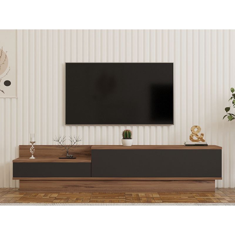 Casa si Gradina - Mobilier - Comode si corpuri - Console - Comoda tv, Hanah Home, pal melaminat, pin atlantic si antracit, 160x35x35 cm - Infinity.ro