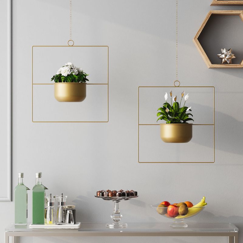 Casa si Gradina - Gradinarit si plante - Plante si ghivece - Ghivece si suporturi - Ghiveci decorativ suspendat, Aberto Design, metal, auriu, 40x40x17 cm, 247HFM1210 - Infinity.ro