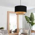 Casa si Gradina - Corpuri si surse de iluminat - Lustre si pendule - Candelabru, Opviq, tesatura si ratan, negru, diametru 30 cm, inaltime 80 cm - Infinity.ro