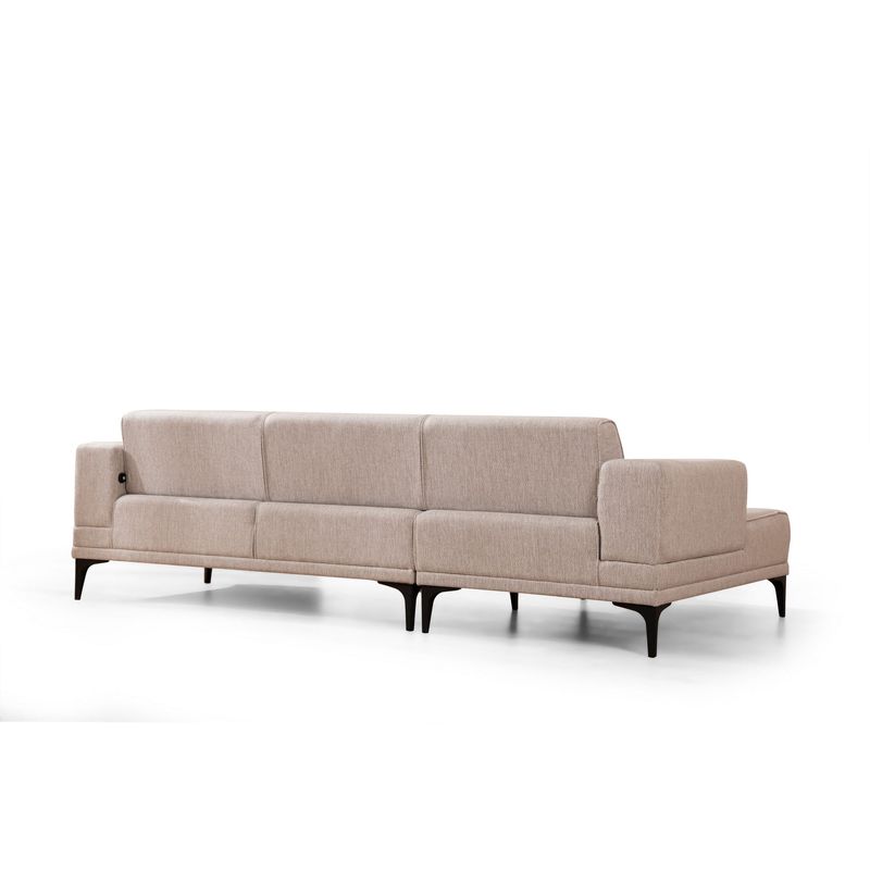 Casa si Gradina - Mobilier - Canapele si coltare - Coltare - Coltar extensibil, Hanah Home, material textil, maro deschis, 250x140x77 cm - Infinity.ro
