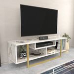 Casa si Gradina - Mobilier - Comode si corpuri - Comode - Comoda tv, Hanah Home, pal melaminat, alb auriu, 120x35.2x40.2 cm - Infinity.ro