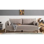 Casa si Gradina - Mobilier - Canapele si coltare - Canapele - Canapea extensibila, Hanah Home, 3 locuri, crem, lemn si mdf, 208x85x81 cm - Infinity.ro