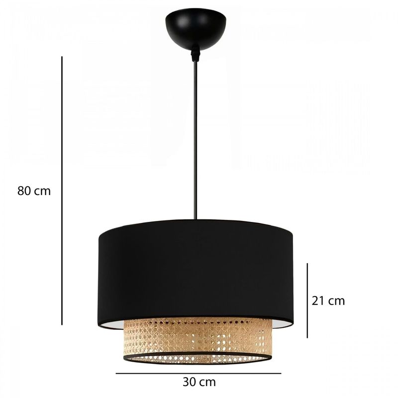 Casa si Gradina - Corpuri si surse de iluminat - Lustre si pendule - Candelabru, Opviq, tesatura si ratan, negru, diametru 30 cm, inaltime 80 cm - Infinity.ro