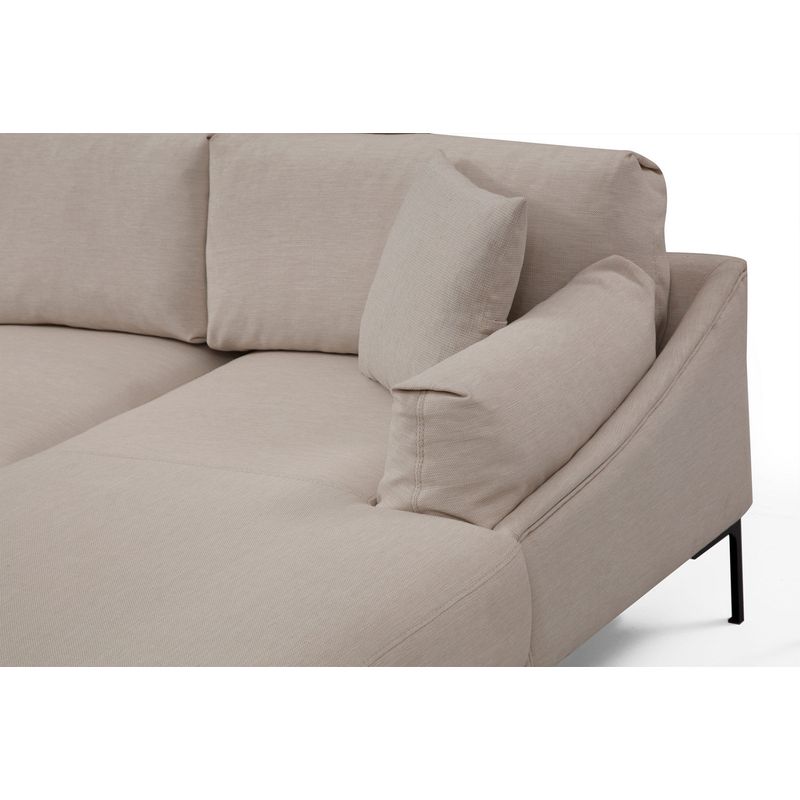 Casa si Gradina - Mobilier - Canapele si coltare - Coltare - Coltar, Hanah Home, lemn fag si pal, crem, 255x150x90 cm - Infinity.ro