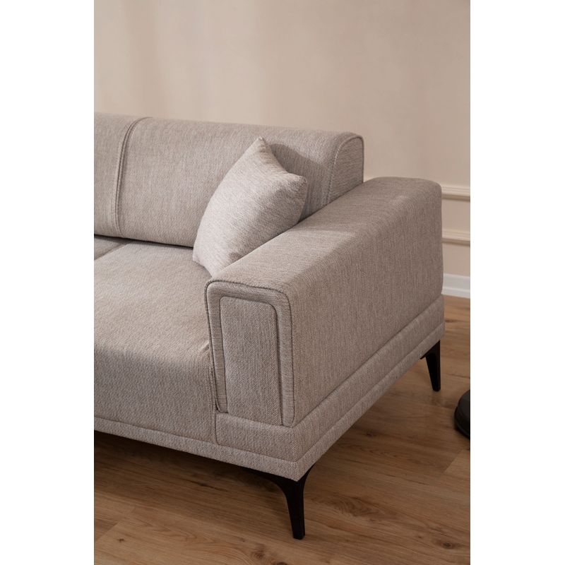 Casa si Gradina - Mobilier - Canapele si coltare - Coltare - Coltar extensibil, Hanah Home, material textil, maro deschis, 250x140x77 cm - Infinity.ro