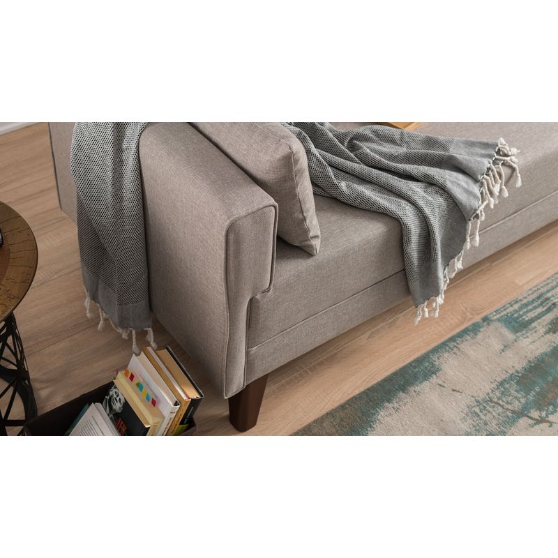 Casa si Gradina - Mobilier - Canapele si coltare - Canapele - Canapea extensibila, Hanah Home, 3 locuri, crem, lemn si mdf, 208x85x81 cm - Infinity.ro