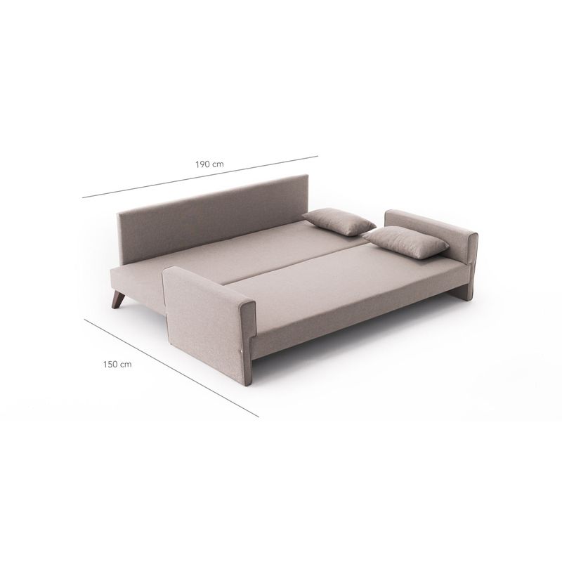 Casa si Gradina - Mobilier - Canapele si coltare - Canapele - Canapea extensibila, Hanah Home, 3 locuri, crem, lemn si mdf, 208x85x81 cm - Infinity.ro