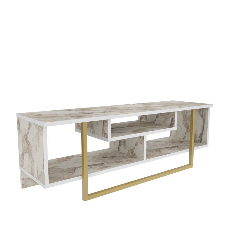 Casa si Gradina - Mobilier - Comode si corpuri - Comode - Comoda tv, Hanah Home, pal melaminat, alb auriu, 120x35.2x40.2 cm - Infinity.ro