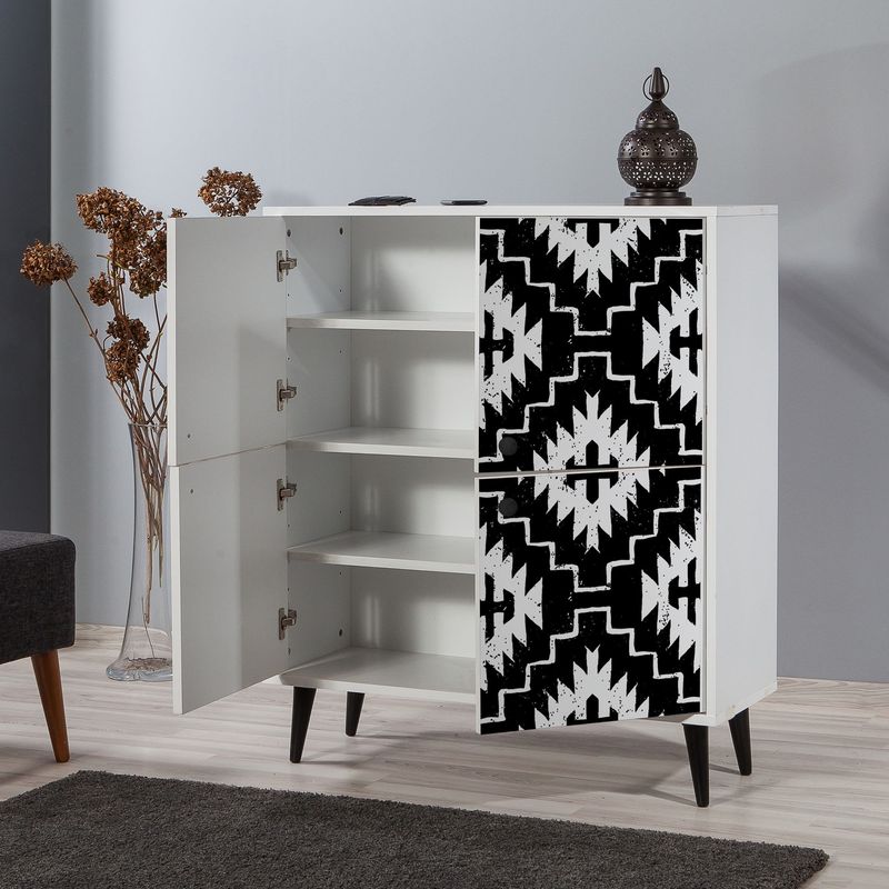 Casa si Gradina - Mobilier - Dulapuri si sifoniere - Dulapuri - Dulap multifunctional, Hanah Home, pal melaminat, alb negru, 95x36x111 cm, 869VEL3989 - Infinity.ro
