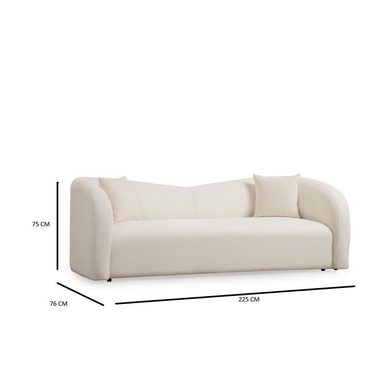 Casa si Gradina - Mobilier - Canapele si coltare - Canapele - Canapea 3 locuri, Hanah Home, lemn fag si pal, crem, 225x76x75 cm - Infinity.ro