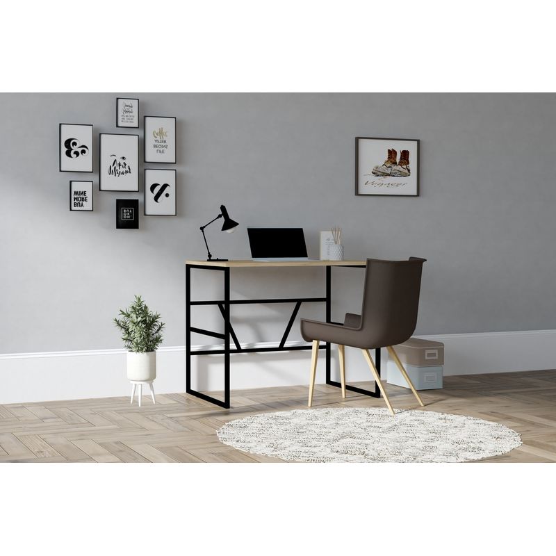 Casa si Gradina - Mobilier - Mese si birouri - Birouri - Birou, Hanah Home, pal melaminat, stejar safir, 90x74x60 cm - Infinity.ro