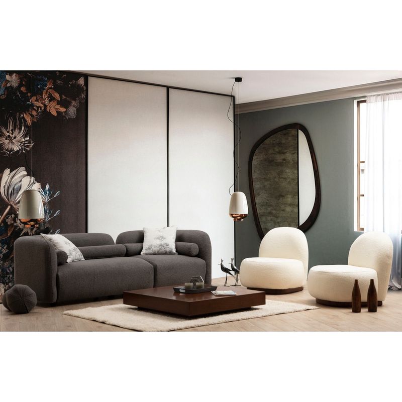 Casa si Gradina - Mobilier - Canapele si coltare - Canapele - Canapea 3 locuri, Hanah Home, poliester, gri, 228x74x90 cm - Infinity.ro