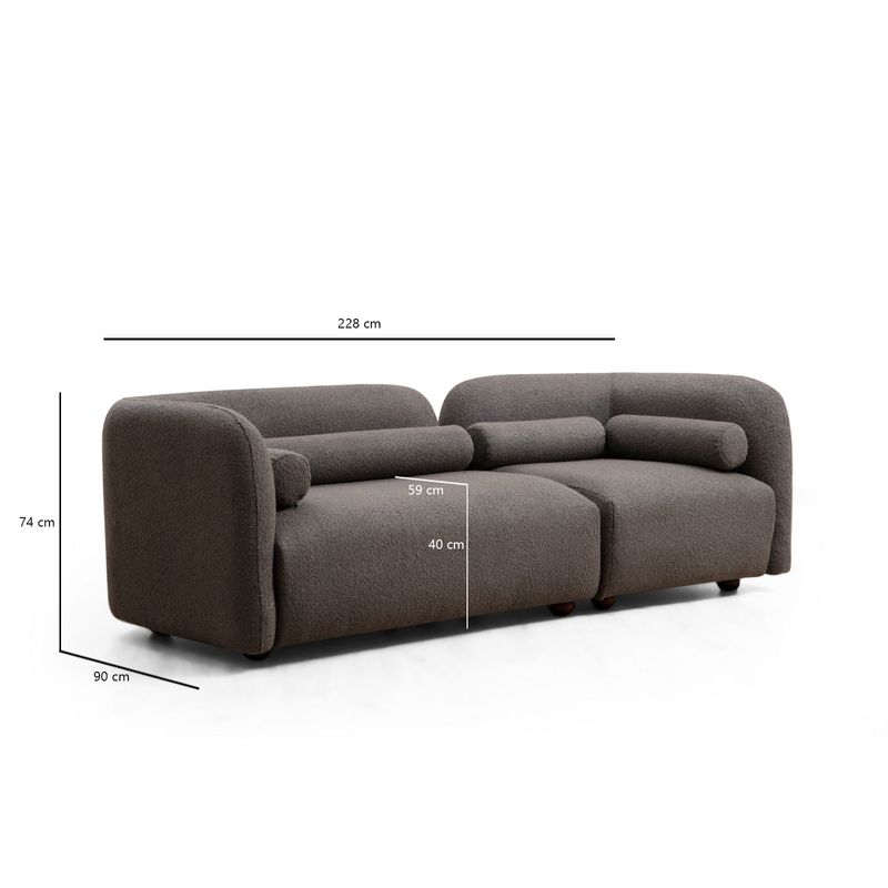 Casa si Gradina - Mobilier - Canapele si coltare - Canapele - Canapea 3 locuri, Hanah Home, poliester, gri, 228x74x90 cm - Infinity.ro
