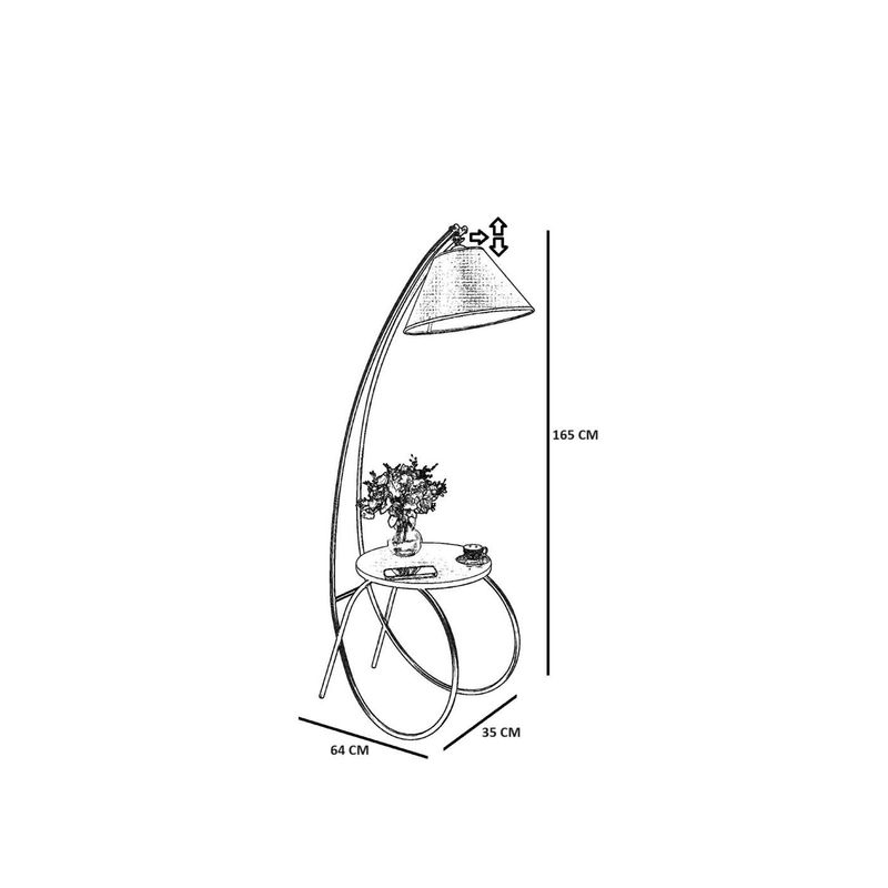 Casa si Gradina - Corpuri si surse de iluminat - Veioze si lampi - Lampadare - Lampadar, Opviq, metal, auriu si nuc, 64x35x165 cm, 534LUN4554 - Infinity.ro