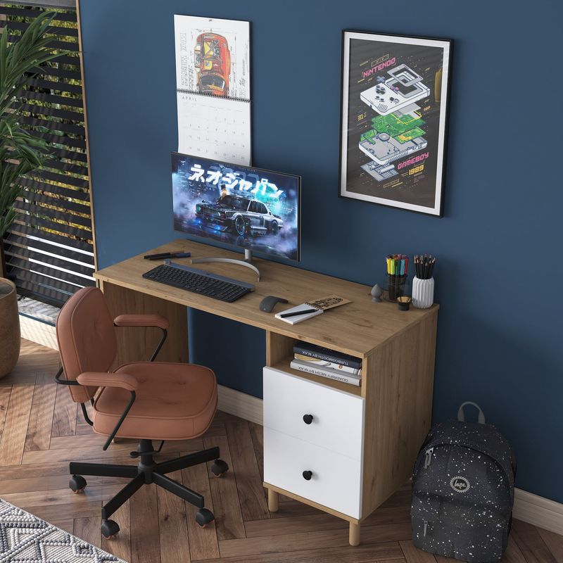 Casa si Gradina - Mobilier - Mese si birouri - Birouri - Birou, Hanah Home, pal melaminat, nuc alb, 120x50x73.8 cm - Infinity.ro
