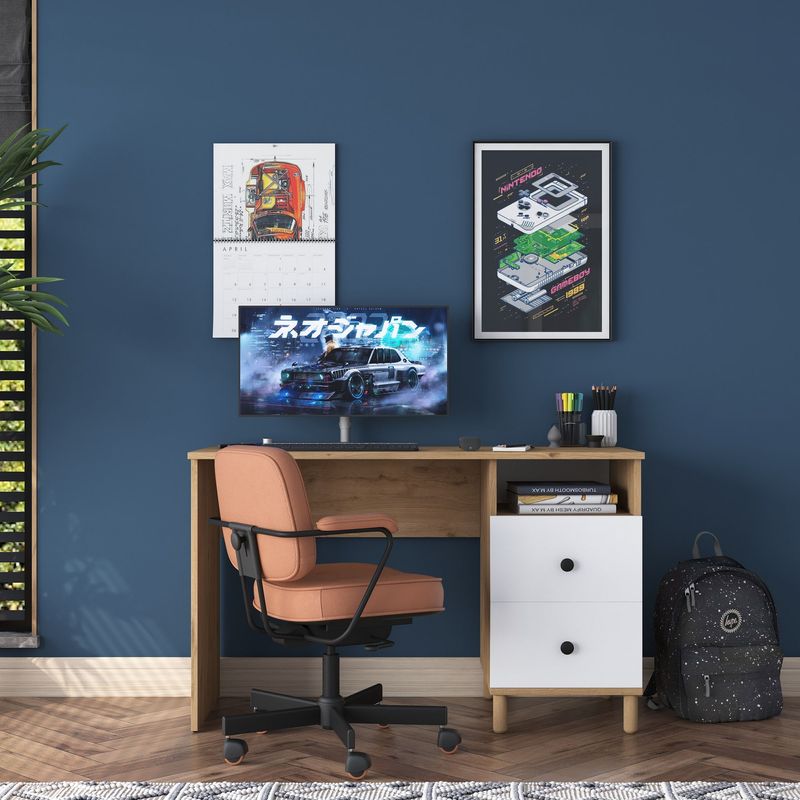 Casa si Gradina - Mobilier - Mese si birouri - Birouri - Birou, Hanah Home, pal melaminat, nuc alb, 120x50x73.8 cm - Infinity.ro