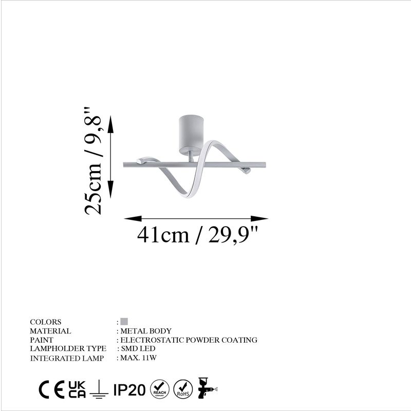 Casa si Gradina - Corpuri si surse de iluminat - Lustre si pendule - Candelabru, Opviq, metal, gri, 41x25x16 cm, led 11w - Infinity.ro