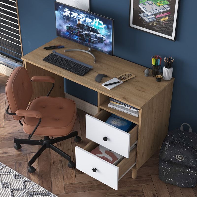 Casa si Gradina - Mobilier - Mese si birouri - Birouri - Birou, Hanah Home, pal melaminat, nuc alb, 120x50x73.8 cm - Infinity.ro