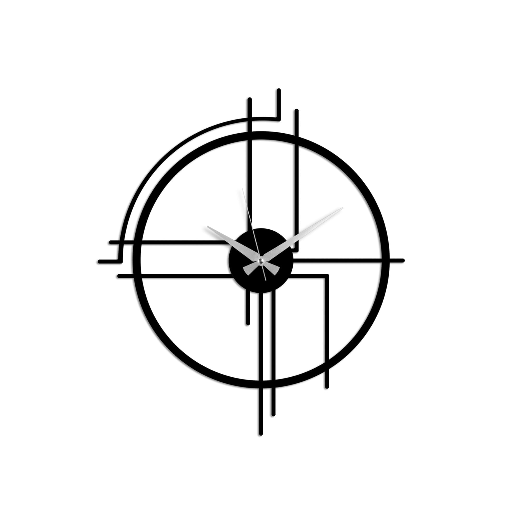 Ceas de perete decorativ, Wallxpert, metal, negru, 49x43 cm