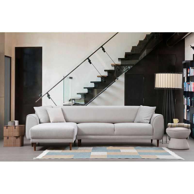 Casa si Gradina - Mobilier - Canapele si coltare - Coltare - Coltar extensibil, Hanah Home, lemn fag si pal, bej, 287x169x96 cm - Infinity.ro