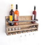 Casa si Gradina - Bucatarie si vesela - Accesorii bar - Suporturi bauturi - Raft cu tevi, Hanah Home, lemn de molid si metal, nuc si negru, 60x28x11 cm - Infinity.ro