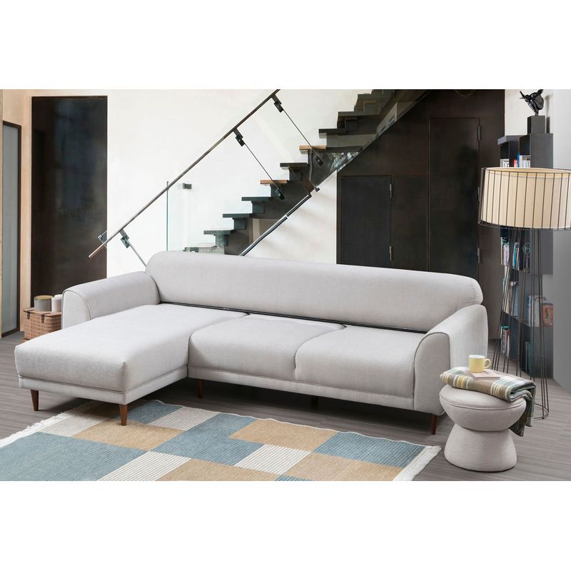 Casa si Gradina - Mobilier - Canapele si coltare - Coltare - Coltar extensibil, Hanah Home, lemn fag si pal, bej, 287x169x96 cm - Infinity.ro