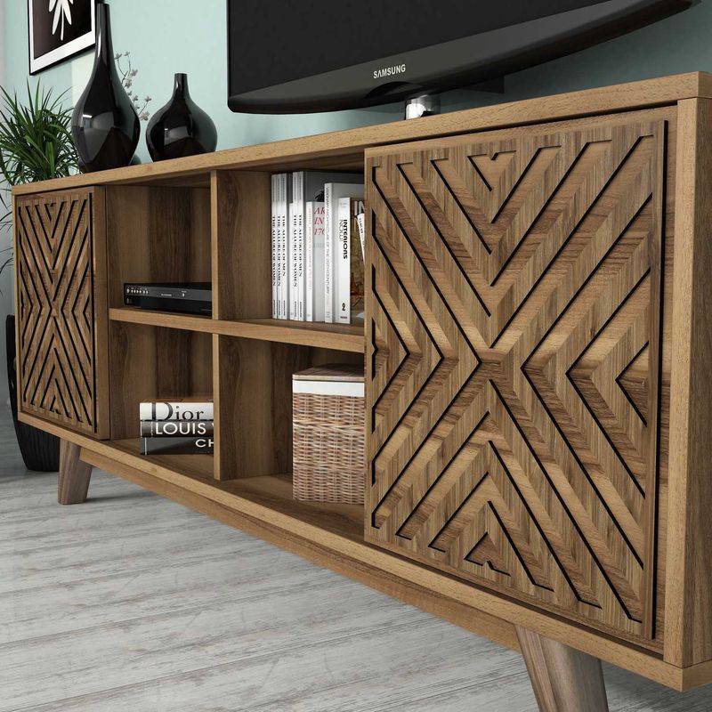 Casa si Gradina - Mobilier - Comode si corpuri - Comode - Comoda tv, Hanah Home, pal melaminat, nuc, 160x35x56.2 cm, 845HCT3069 - Infinity.ro