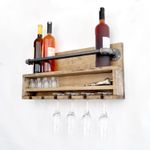 Casa si Gradina - Bucatarie si vesela - Accesorii bar - Suporturi bauturi - Raft cu tevi, Hanah Home, lemn de molid si metal, nuc si negru, 60x28x11 cm - Infinity.ro