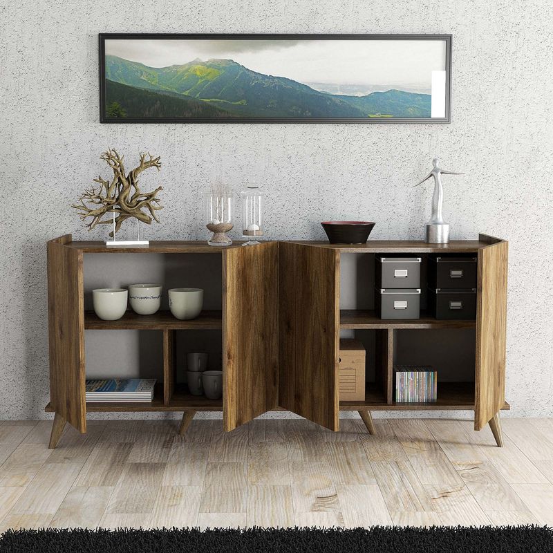 Casa si Gradina - Mobilier - Comode si corpuri - Console - Consola, Hanah Home, pal melaminat, nuc, 180x45x80.8 cm - Infinity.ro