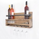 Casa si Gradina - Bucatarie si vesela - Accesorii bar - Suporturi bauturi - Raft cu tevi, Hanah Home, lemn de molid si metal, nuc si negru, 60x28x11 cm - Infinity.ro