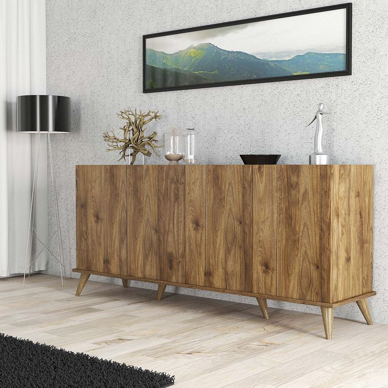 Casa si Gradina - Mobilier - Comode si corpuri - Console - Consola, Hanah Home, pal melaminat, nuc, 180x45x80.8 cm - Infinity.ro