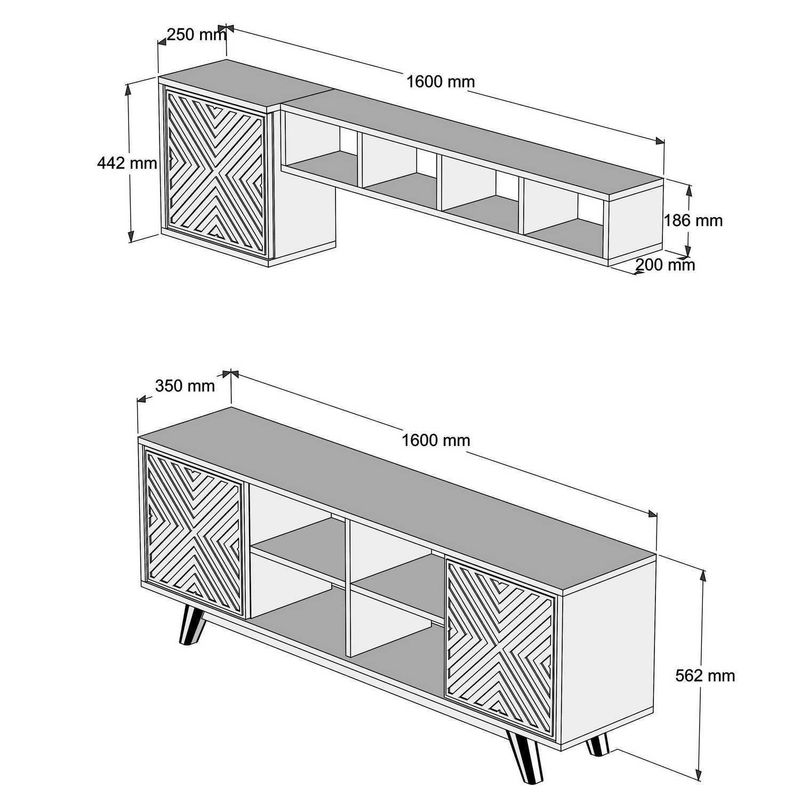 Casa si Gradina - Mobilier - Comode si corpuri - Comode - Comoda tv, Hanah Home, pal melaminat, nuc, 160x35x56.2 cm, 845HCT3069 - Infinity.ro