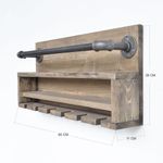 Casa si Gradina - Bucatarie si vesela - Accesorii bar - Suporturi bauturi - Raft cu tevi, Hanah Home, lemn de molid si metal, nuc si negru, 60x28x11 cm - Infinity.ro